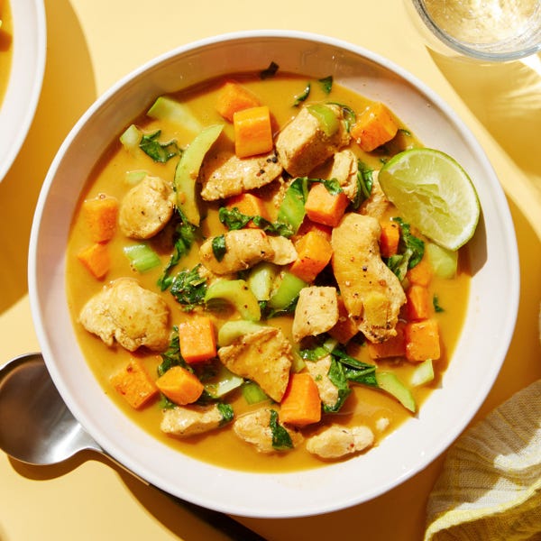 Recipe OnePan Coconut Chicken Curry with Sweet Potatoes & Bok Choy