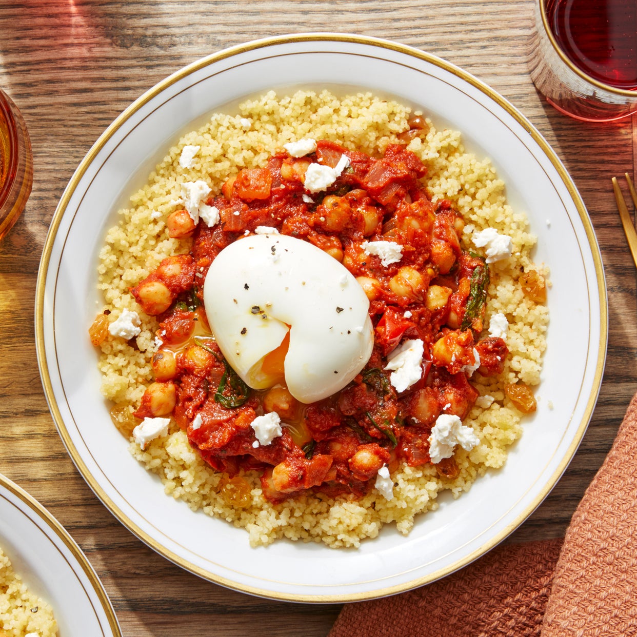 Recipe MoroccanStyle Couscous Bowls with Chickpeas, Tomatoes, & Feta