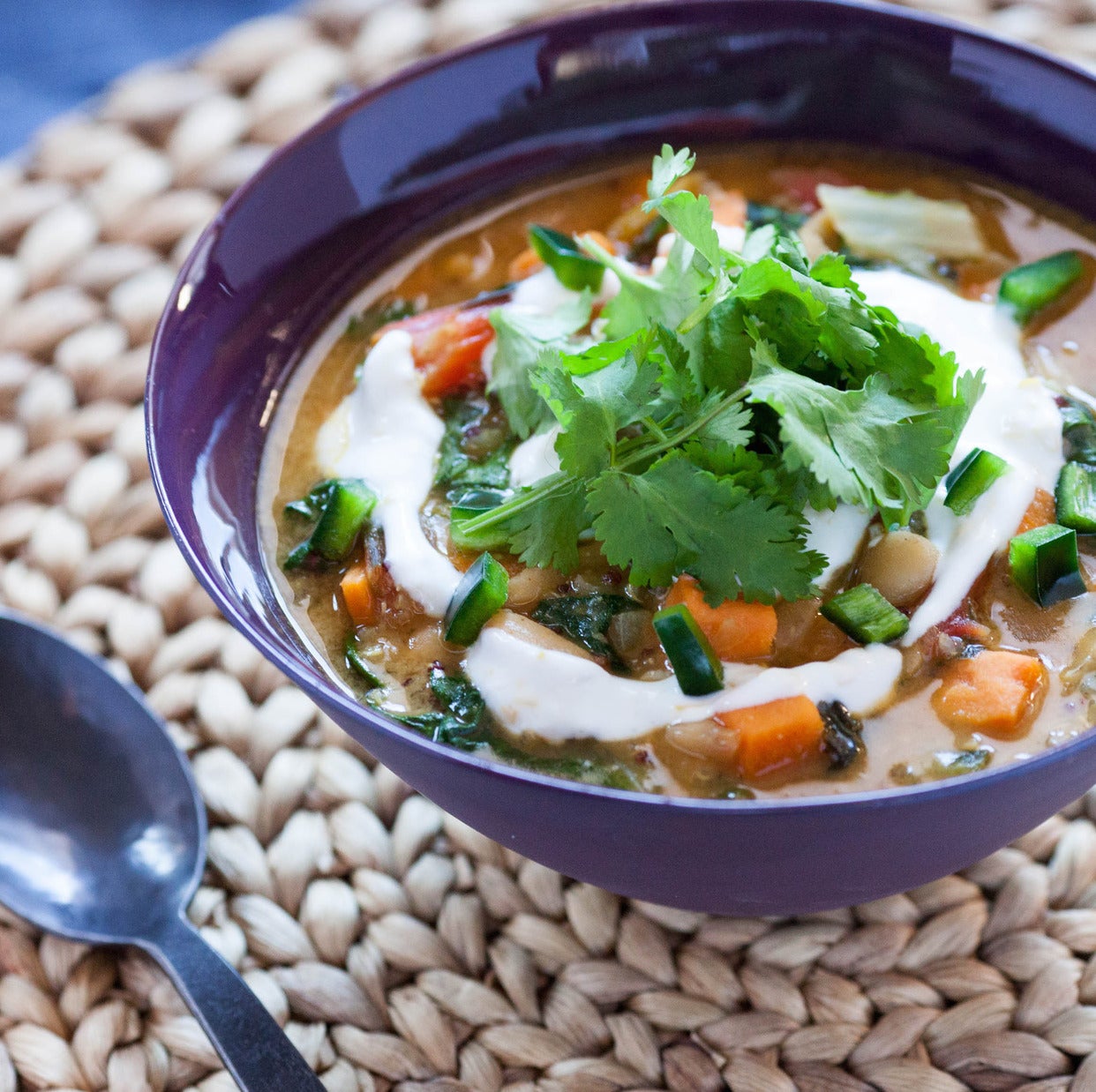Recipe White Chili with Meyer Lemon, Rainbow Chard & Tricolor Quinoa