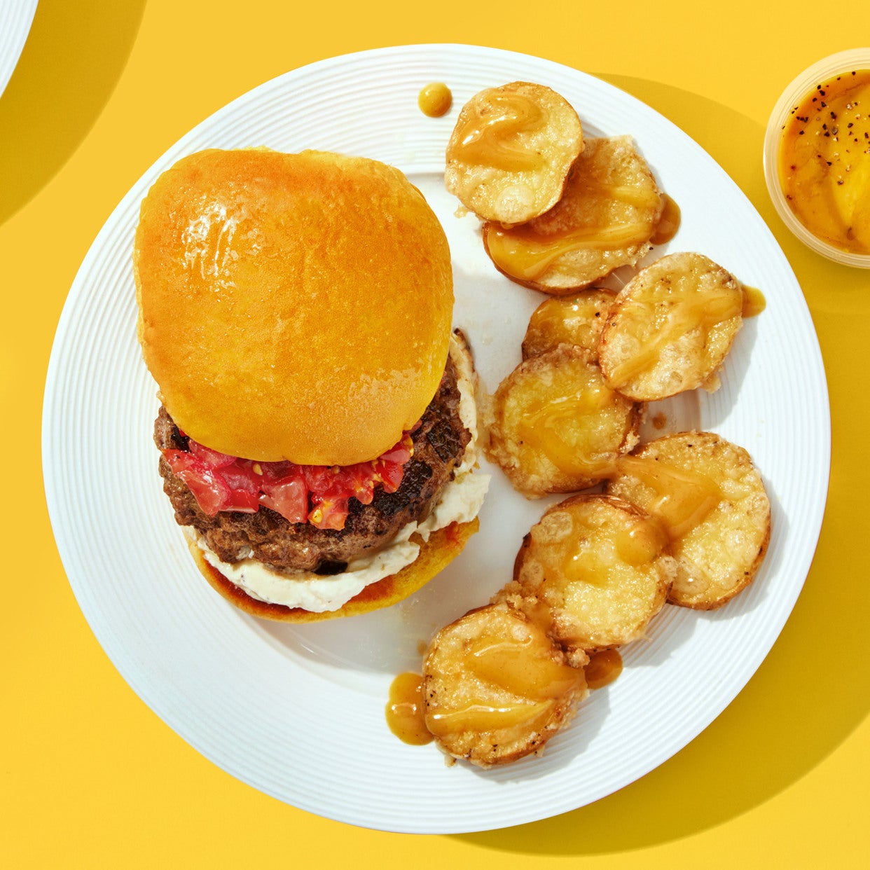 Recipe Bob's Burger Cheeseburgers with Caramelized Shallot “The Absentee Shallot Burger” Blue