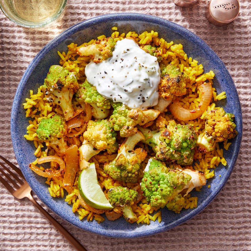 Recipe IndianStyle Cauliflower over Curry Rice Blue Apron