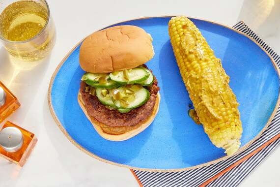 Mango Chutney Beyond Burger® with Curry Corn on the Cob-image
