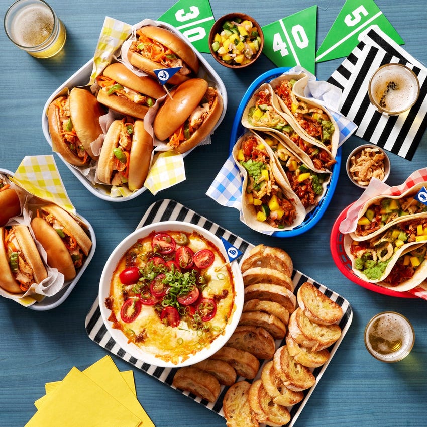 Recipe Tailgating Box with Pulled Pork Tacos, Queso Fundido & Chicken