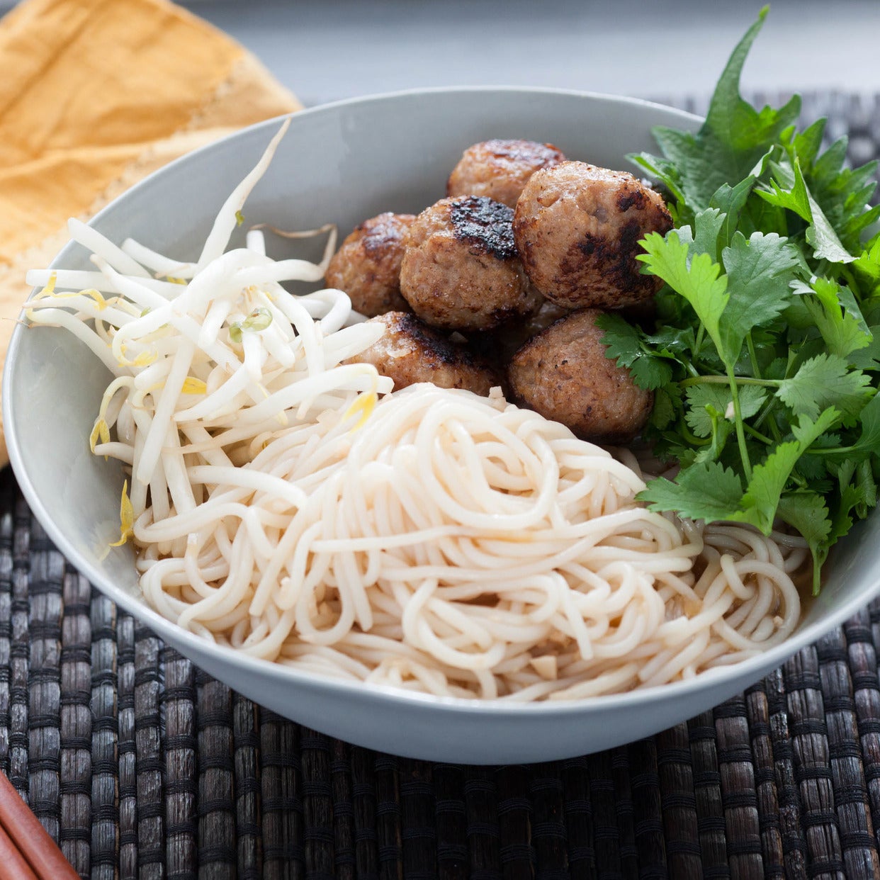 Recipe: Vietnamese Bun Cha with Rice Noodles & Asian Herb Salad - Blue ...