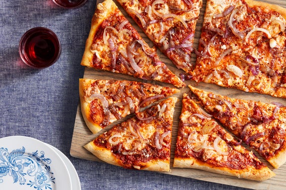 Three-Cheese Pizza with Caramelized Onion-image