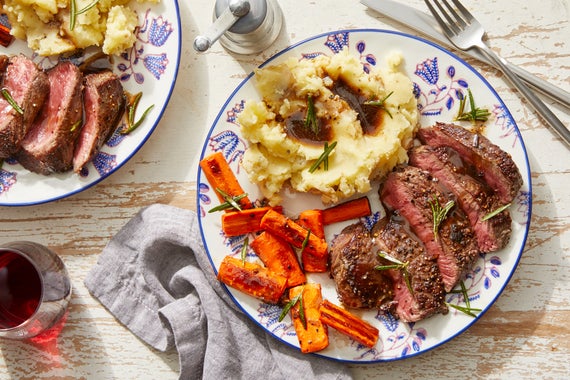 Steaks & Brown Butter Sauce with Mashed Potatoes  & Fried Rosemary-image