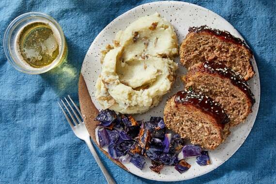 Hoisin-Glazed Meatloaf with Sesame Mashed Potatoes & Roasted Cabbage-image