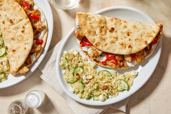 Za’atar-Spiced Chicken Pitas with Tzatziki & Pickled Peppers-image