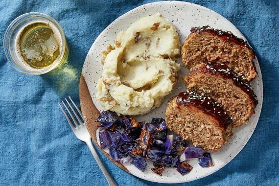 Hoisin-Glazed Meatloaf with Sesame Mashed Potatoes & Roasted Cabbage-image