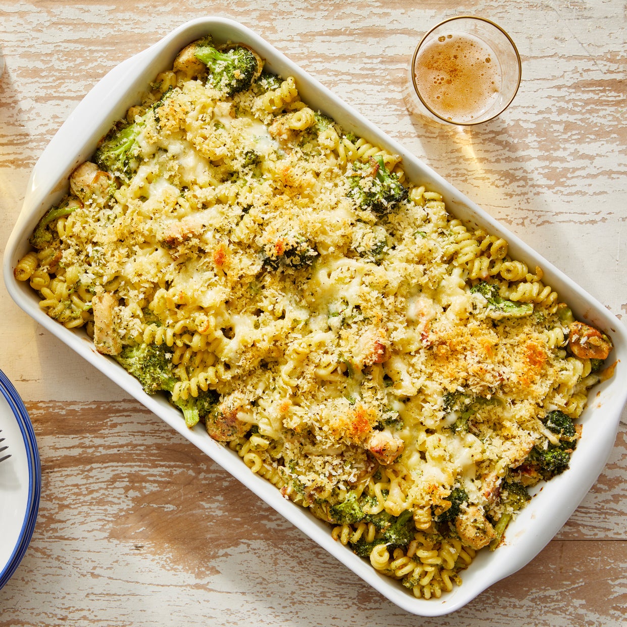 Recipe Creamy Pesto Baked Chicken & Noodles with Broccoli & Fontina