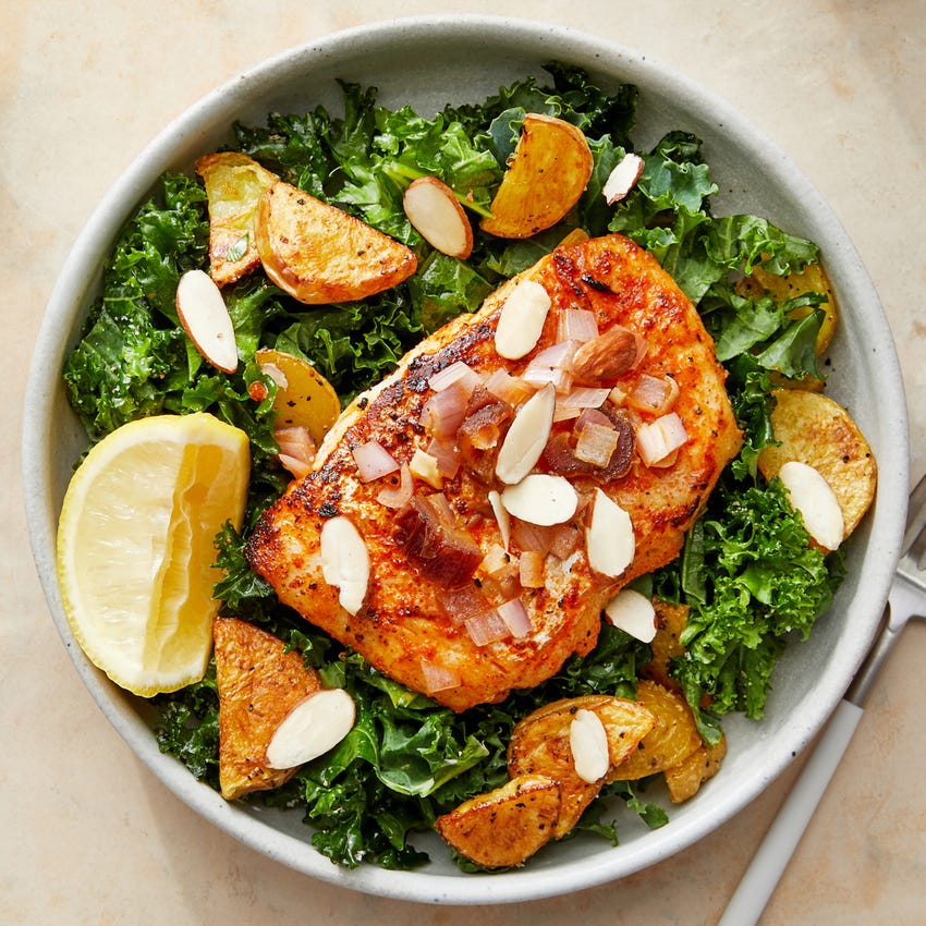 Recipe Smoky Seared Cod Lemon Date Sauce Over Potatoes Kale Blue Apron Serve with malt vinegar, lemon, or tartar sauce. smoky seared cod lemon date sauce over potatoes kale