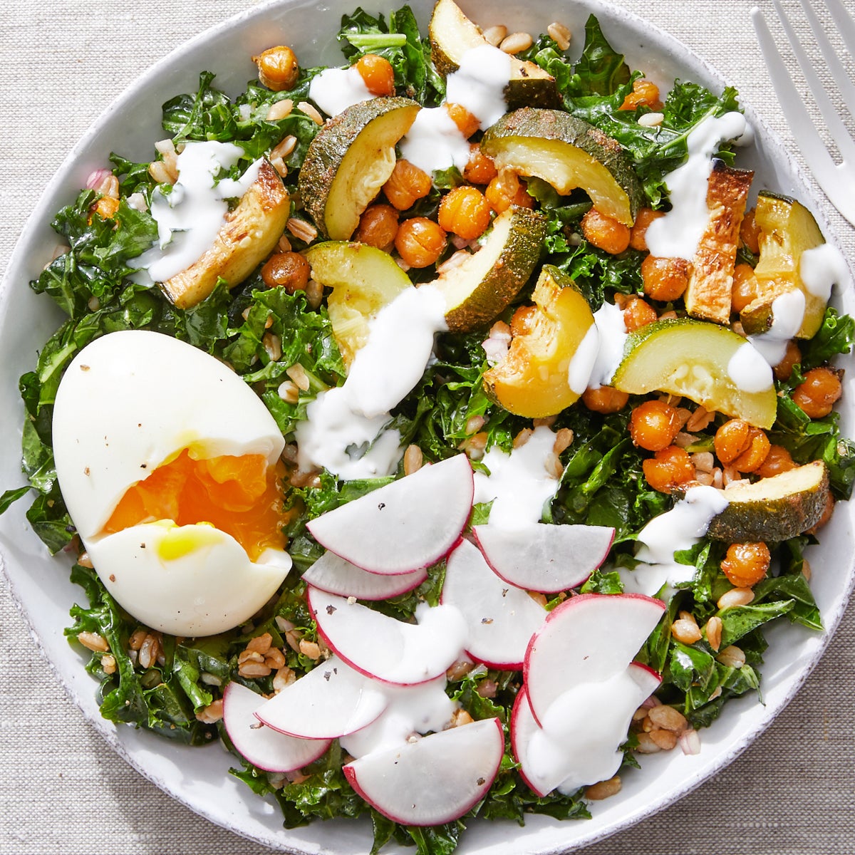 Recipe Roasted Chickpea & Farro Bowl with a SoftBoiled Egg Blue Apron