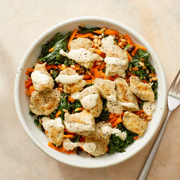 Recipe Za'atar Chicken & Farro Bowl with Creamy Dijon Sauce Blue Apron