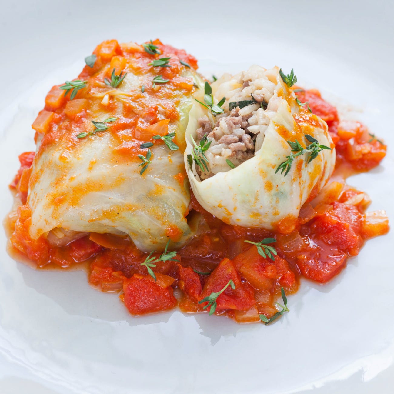 Recipe Stuffed Cabbage Rolls with White Rice, Beef & Tomato Sauce