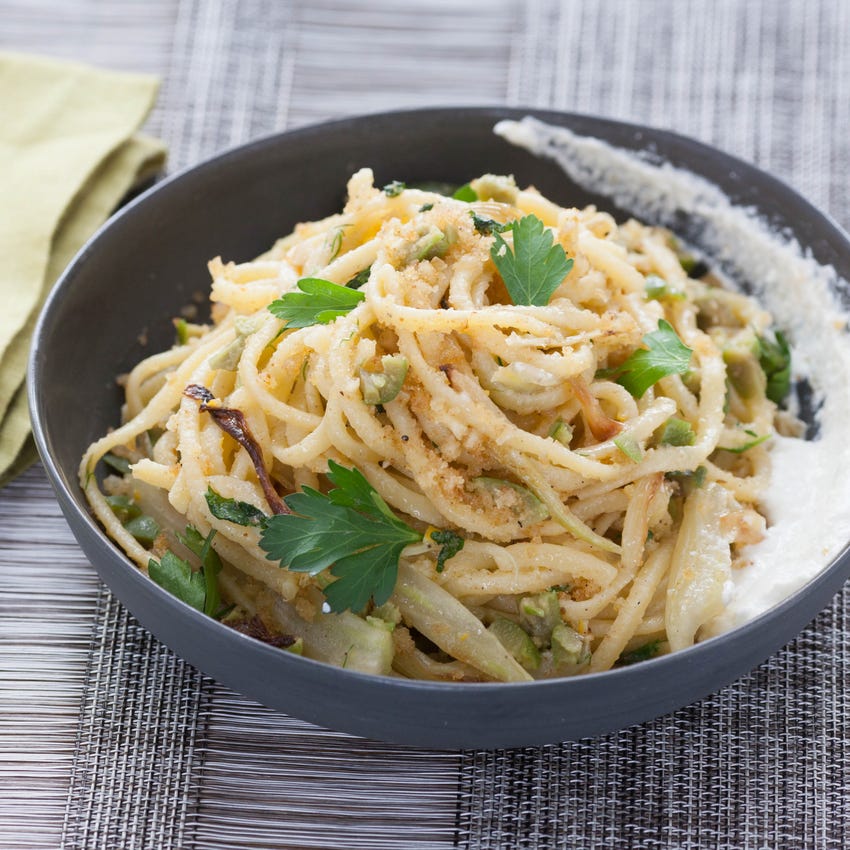 Recipe Fresh Linguine & Roasted Fennel with Lemon Ricotta