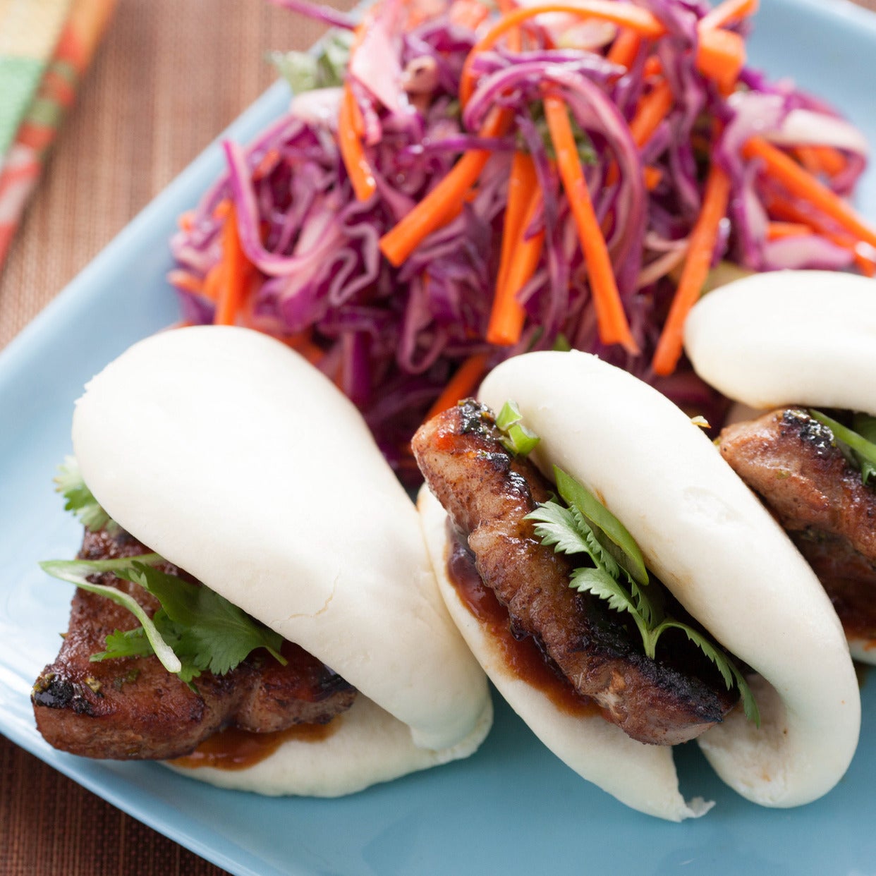 Recipe 5Spice Pork Buns with Red Cabbage, Carrot & Thai Basil Salad Blue Apron