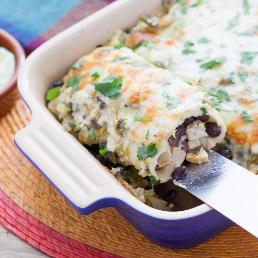 Recipe Chicken & Black Bean Enchiladas with Roasted Salsa Verde