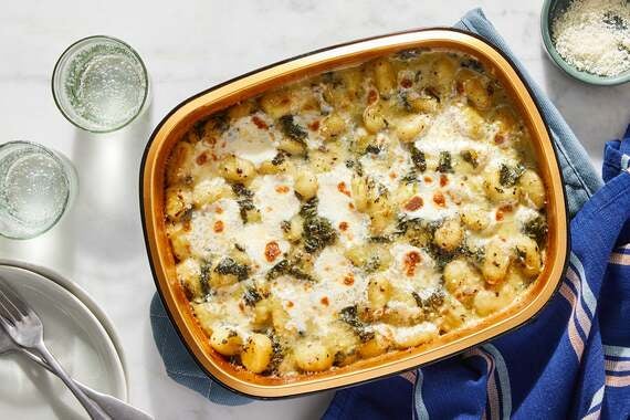 Creamy Spinach & Mushroom Gnocchi with Mozzarella & Parmesan-image