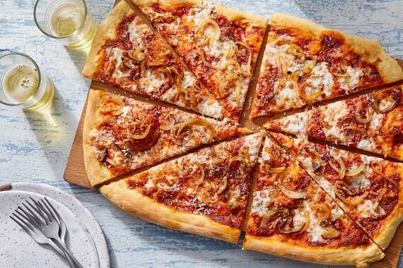 Three Cheese Pizza with Caramelized Onion-image