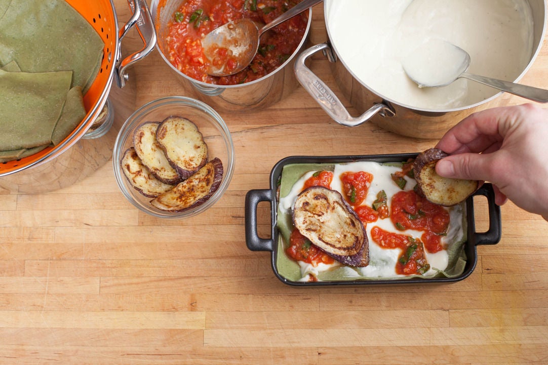 Recipe Eggplant Lasagna with Bechamel Sauce & Fresh Spinach Noodles