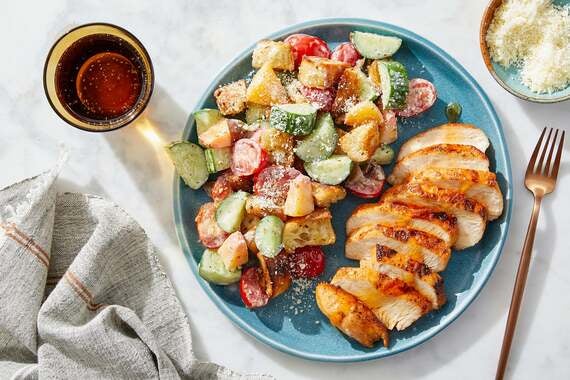 Chicken & Nectarine Panzanella with Tomatoes & Cucumbers-image