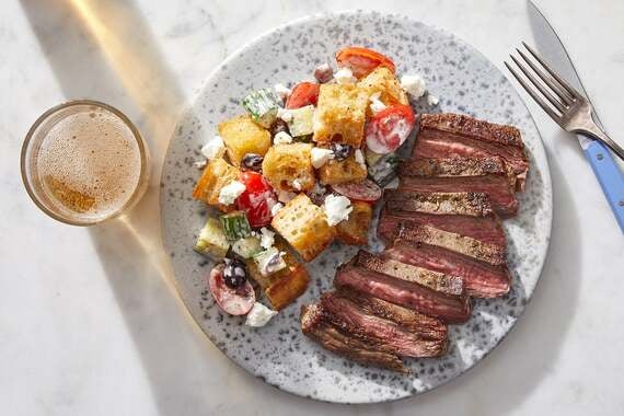 Steaks & Panzanella with Olives & Feta-image