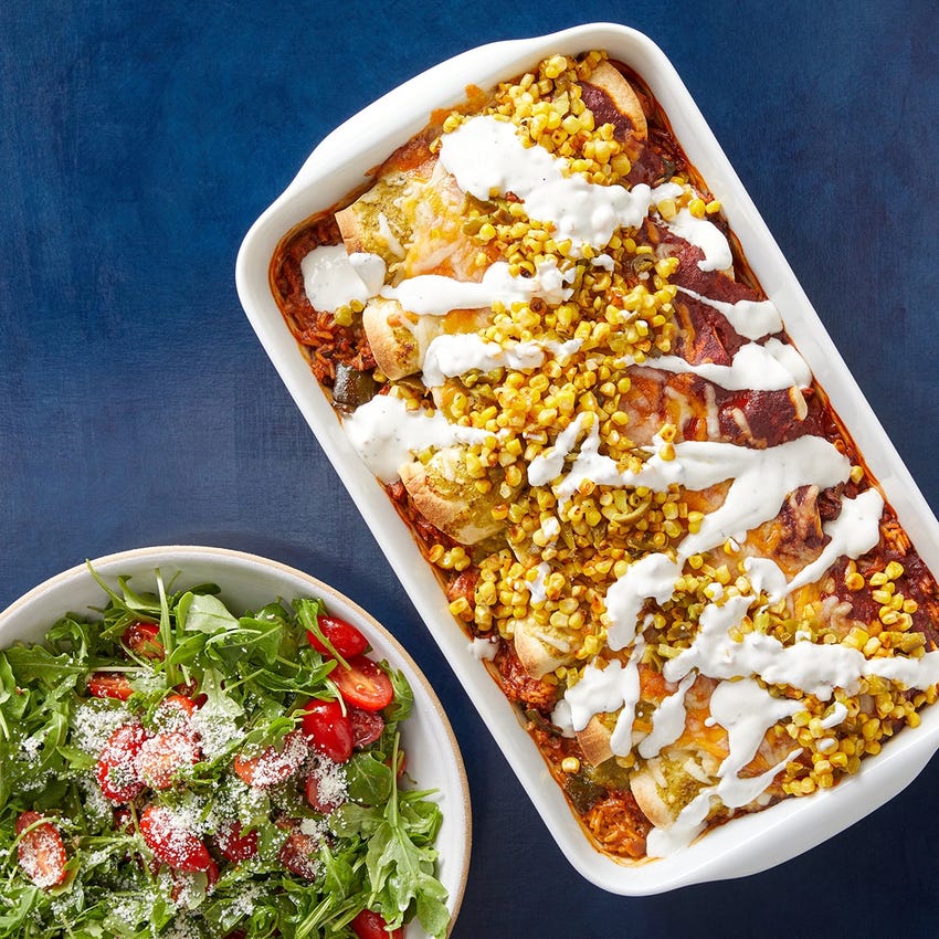 Recipe: Duck Confit Enchiladas with Corn Salsa & Lime Sour Cream - Blue