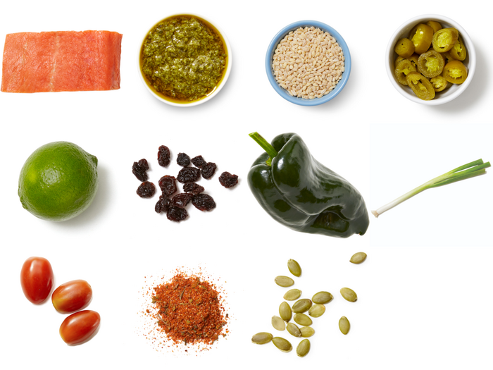 Recipe Chimichurri Salmon with Barley, Pepper & Tomatoes Blue Apron