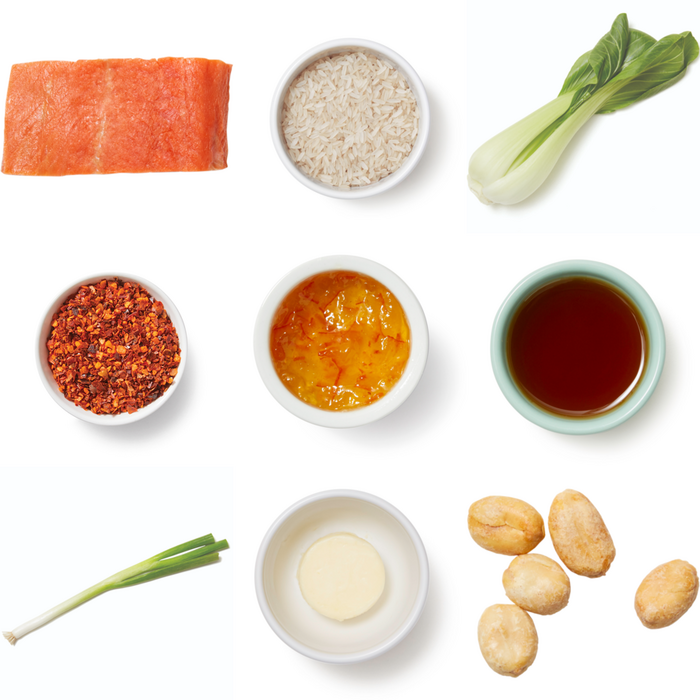 Recipe Orange Chili Crisp Salmon over Bok Choy Rice Blue Apron