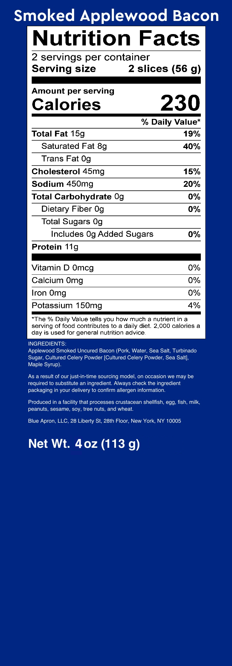 Recipe Applewood Smoked Bacon A La Carte Protein (photo as cooked) Blue Apron