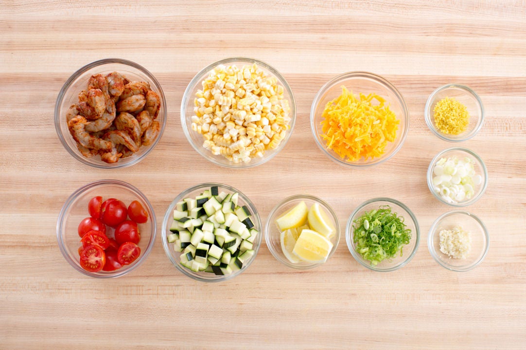 Recipe SouthernStyle Shrimp & Grits with Corn, Zucchini & Cherry