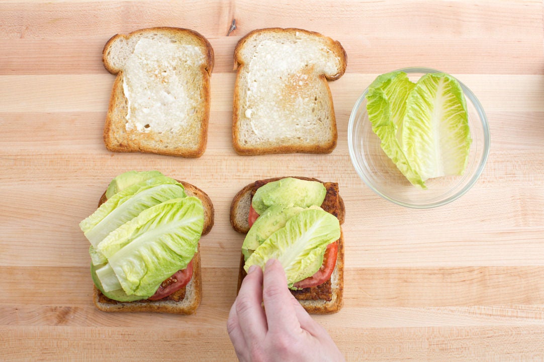 Recipe Smoked Tempeh "B.L.T." Sandwiches with Tomato & Cucumber Salad