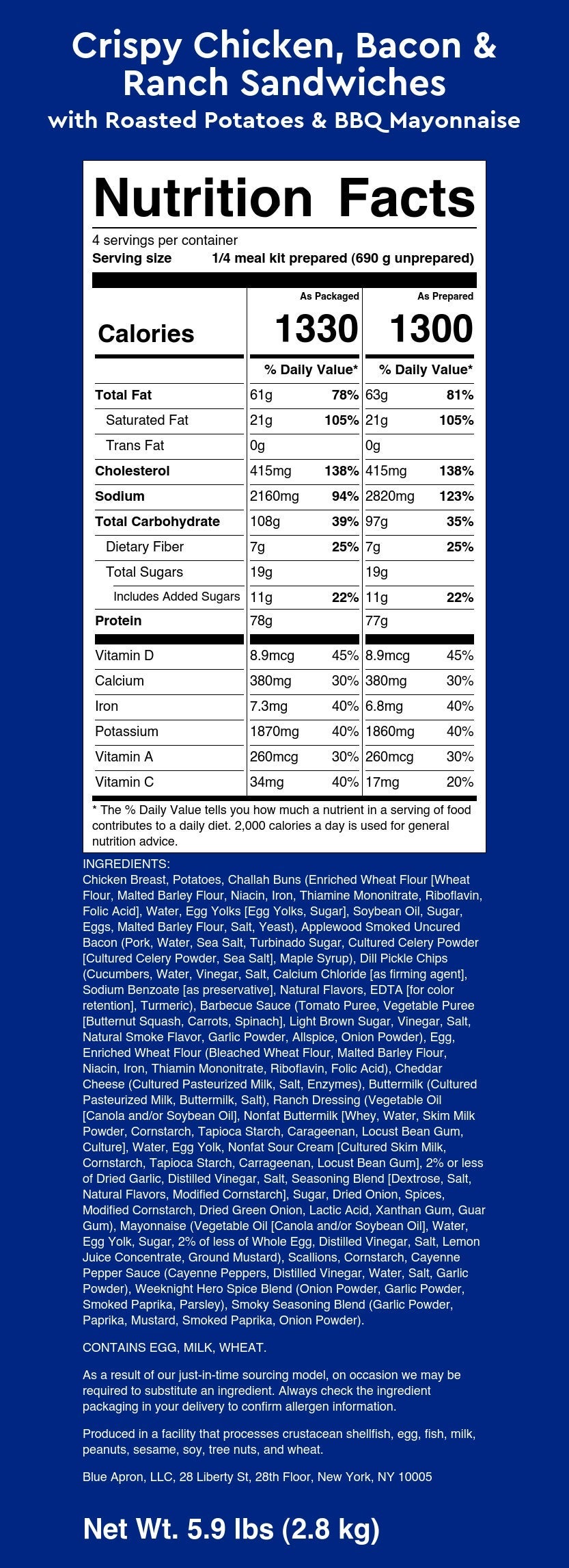 Recipe Crispy Chicken, Bacon & Ranch Sandwiches with Roasted Potatoes & BBQ Mayonnaise Blue Apron