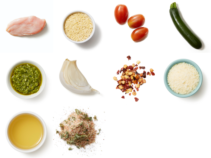 Recipe Pesto Chicken & Orzo Pasta with Tomatoes & Zucchini Blue Apron