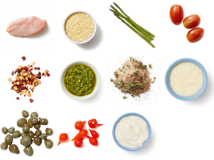Recipe Pesto Chicken & Orzo with Asparagus & Tomatoes Blue Apron