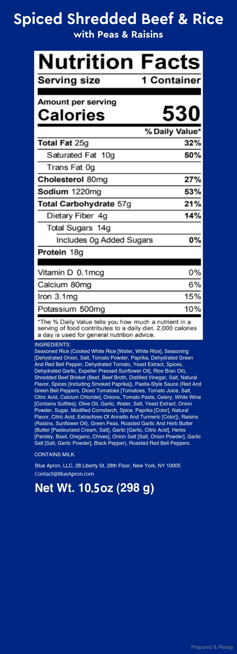 Recipe Spiced Shredded Beef & Rice with Peas & Raisins Blue Apron