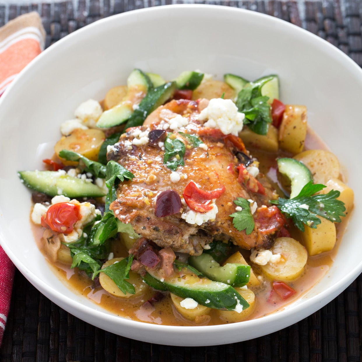 Recipe GreekStyle Braised Chicken Thighs with Fingerling Potatoes