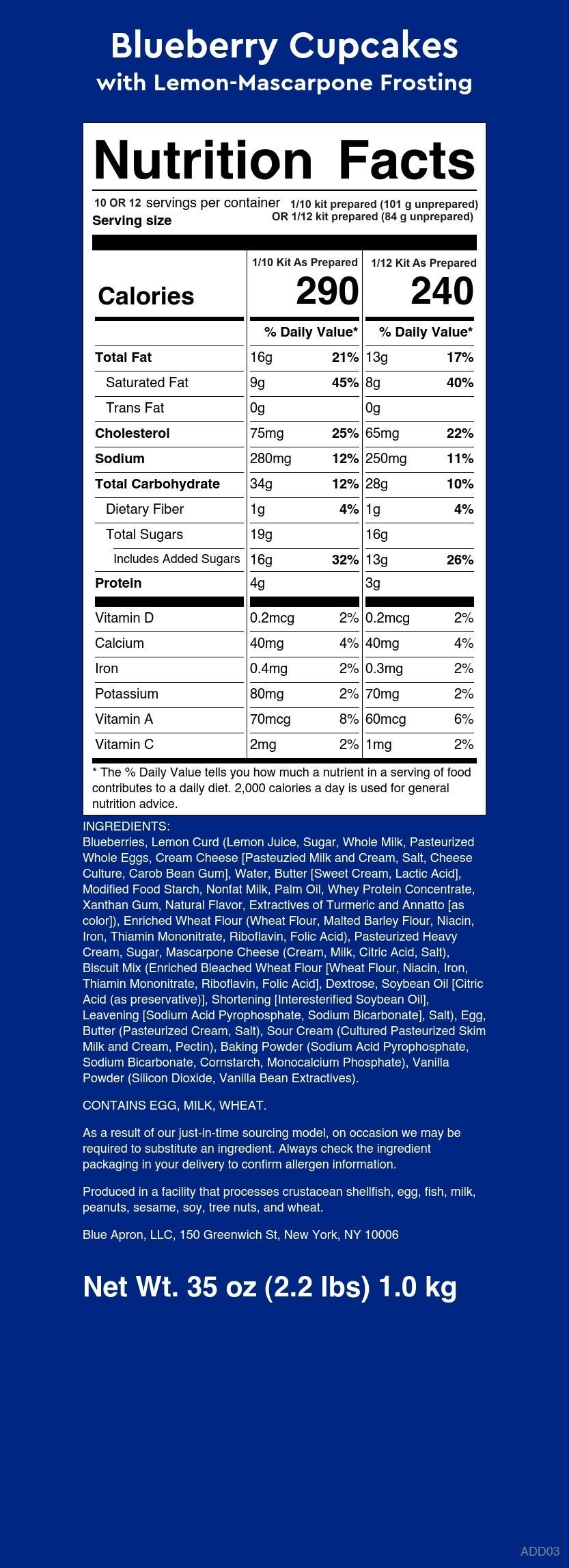 Recipe Blueberry Cupcakes with LemonMascarpone Frosting Blue Apron