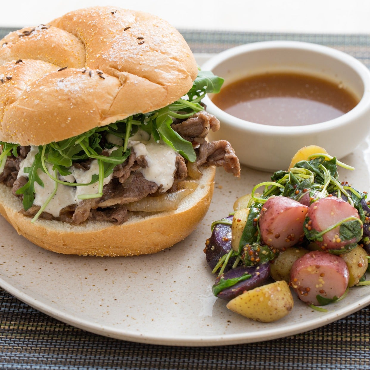 Recipe Beef on Weck Sandwiches with Heirloom Potato Salad Blue Apron
