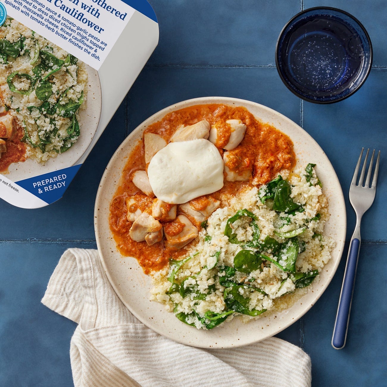 Recipe Mozzarella Smothered Chicken with Riced Cauliflower Blue Apron