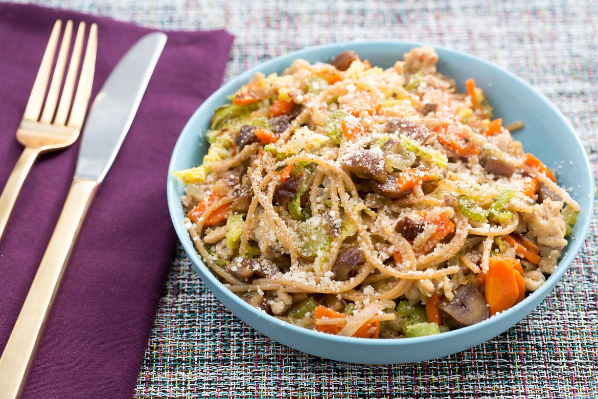 Recipe Chicken & Chestnut Pasta with Savoy Cabbage & Granulated Honey