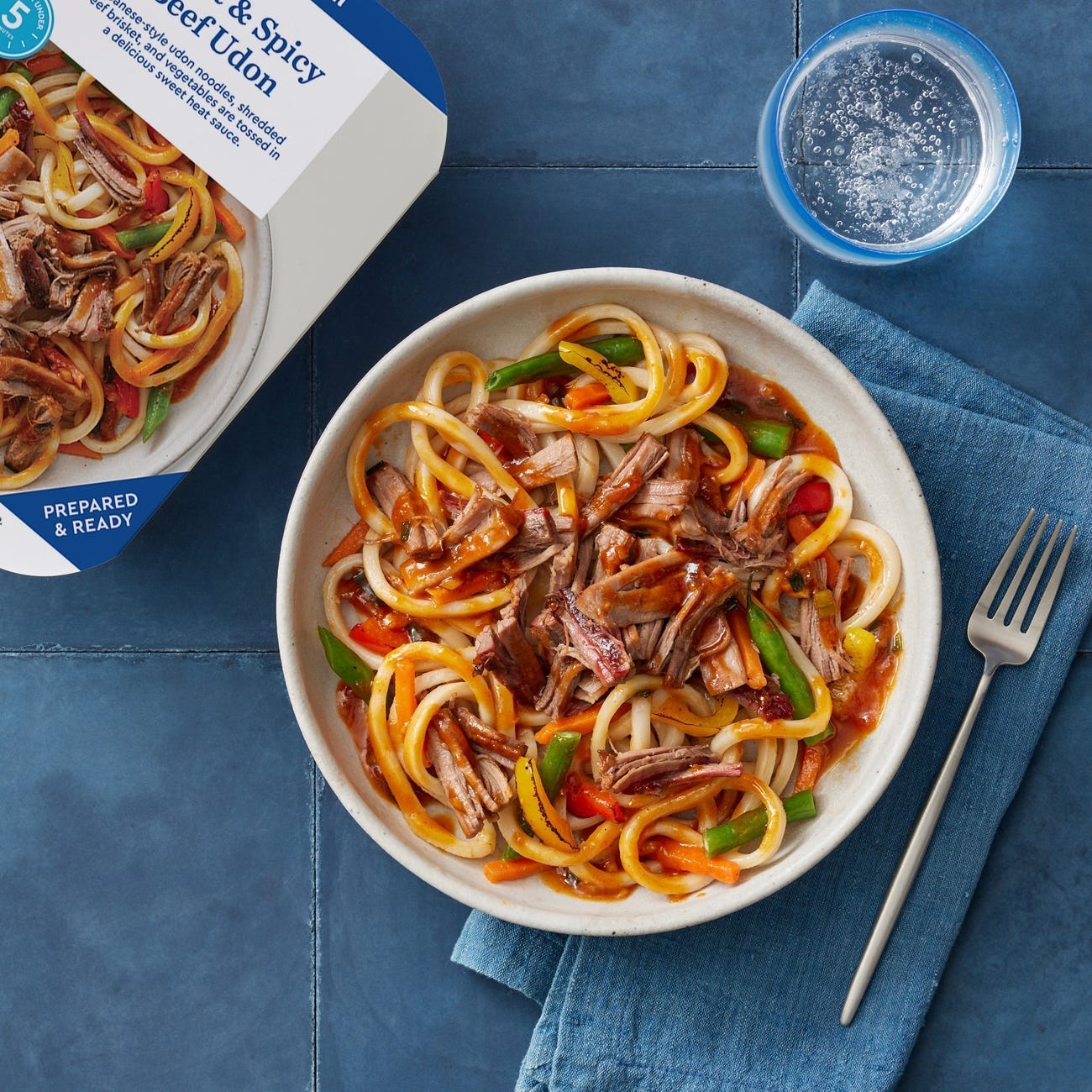 Recipe Sweet & Spicy Beef Udon with Peppers, Green Beans & Carrots