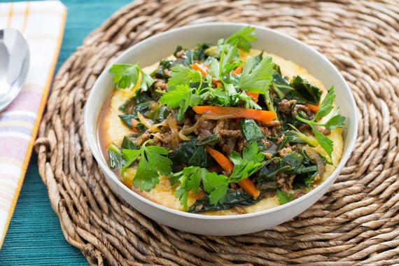 Southern Beef & Collard Green Stew With Cheddar Grits-image