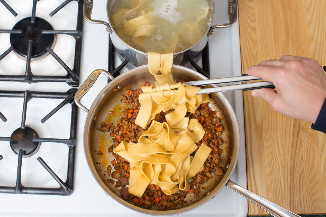 Recipe Beef Bolognese with Fresh Pappardelle Pasta & Brussels Sprouts