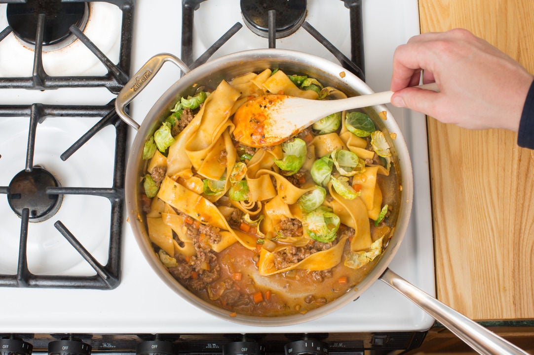 Recipe Beef Bolognese with Fresh Pappardelle Pasta & Brussels Sprouts