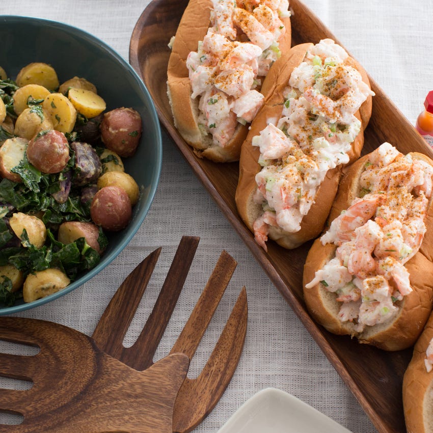 Recipe New EnglandStyle Shrimp Rolls with Warm Potato & Kale Salad