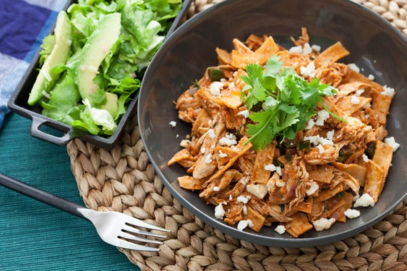 Chicken & Poblano Chilaquiles with Escarole & Avocado Salad-image