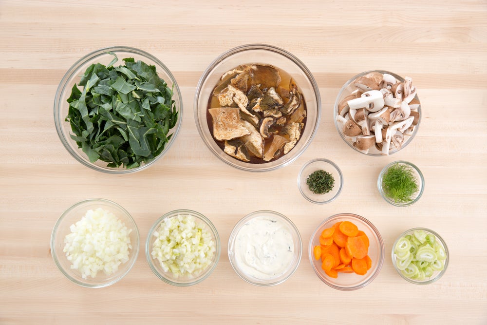 Recipe Cremini & Porcini MushroomBarley Soup with Collard Greens