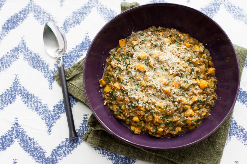 Recipe Farro Risotto with SpinachBasil Pesto & Sweet Potato Blue Apron