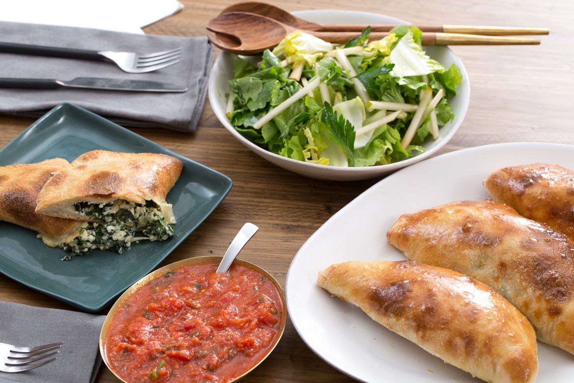 Recipe Spinach & Ricotta Calzones with EscarolePear Salad & Honey